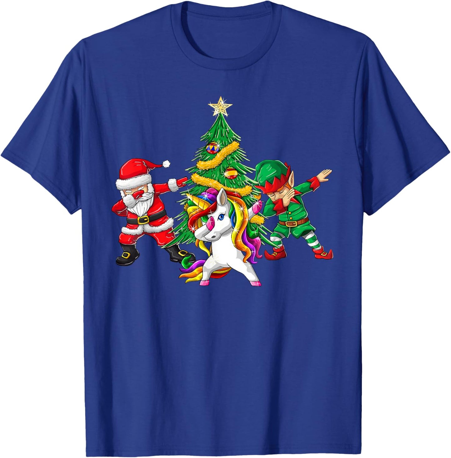 Dabbing Santa Elf Unicorn Christmas Tree Kids Boy Girl Gifts T-Shirt - T-Shirt | Royal