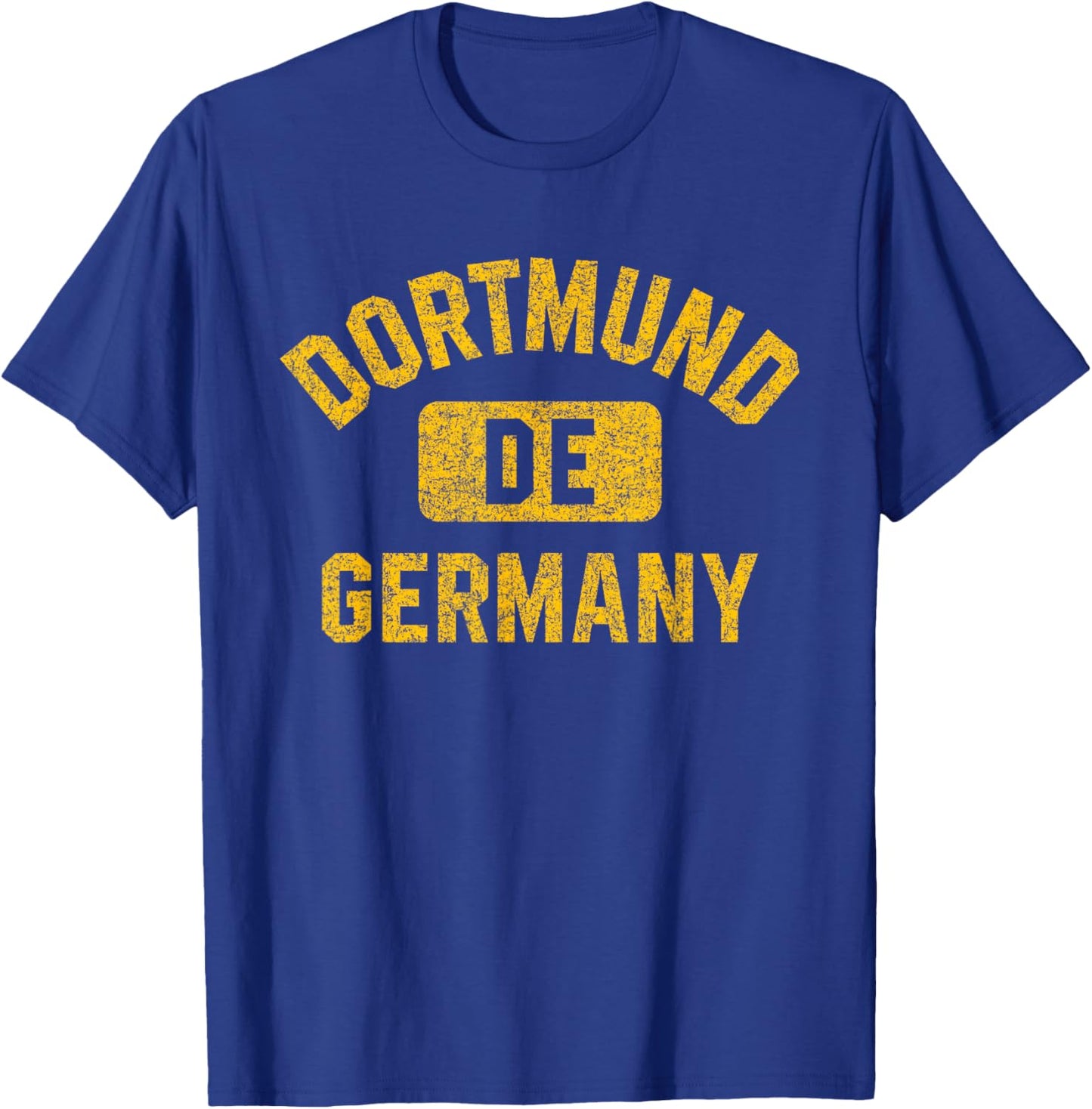 Dortmund Germany DE Gym Style Distressed Amber Print T-Shirt - T-Shirt | Royal