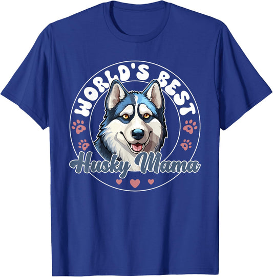Siberian Husky Groovy World's Best Husky Mama T-Shirt - T-Shirt | Royal