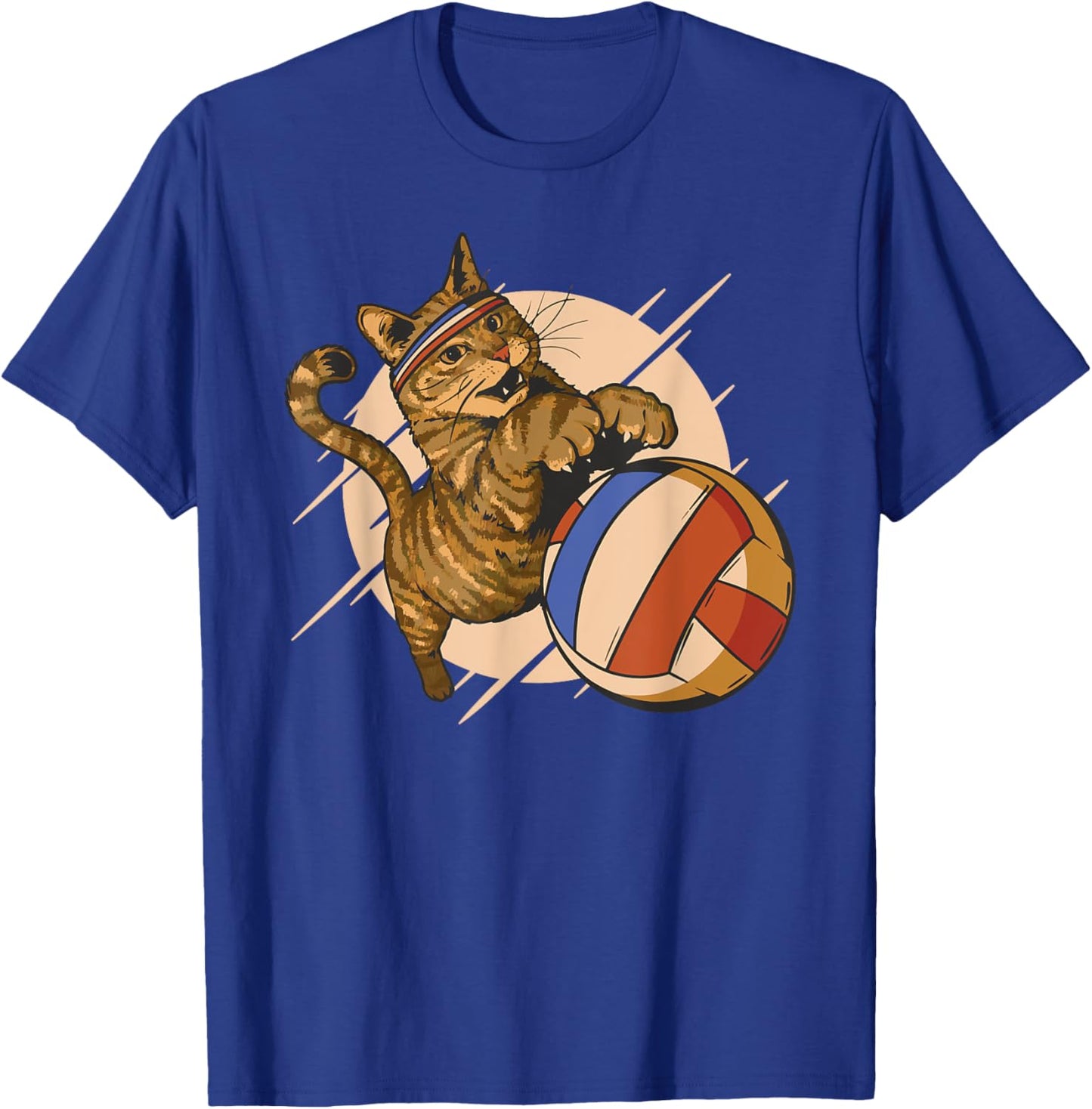 Funny cat plays volleyball women children T-Shirt - T-Shirt | Royal