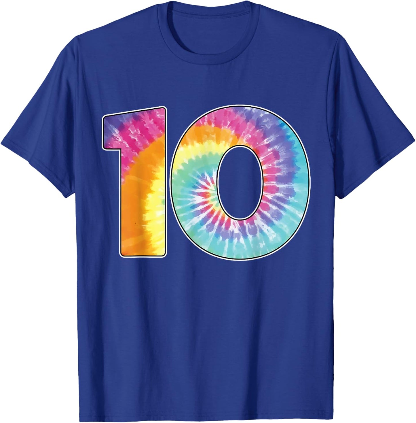 Number 10 Team Event Shirt or 10th Birthday Tie Dye Gift T-Shirt - T-Shirt | Royal