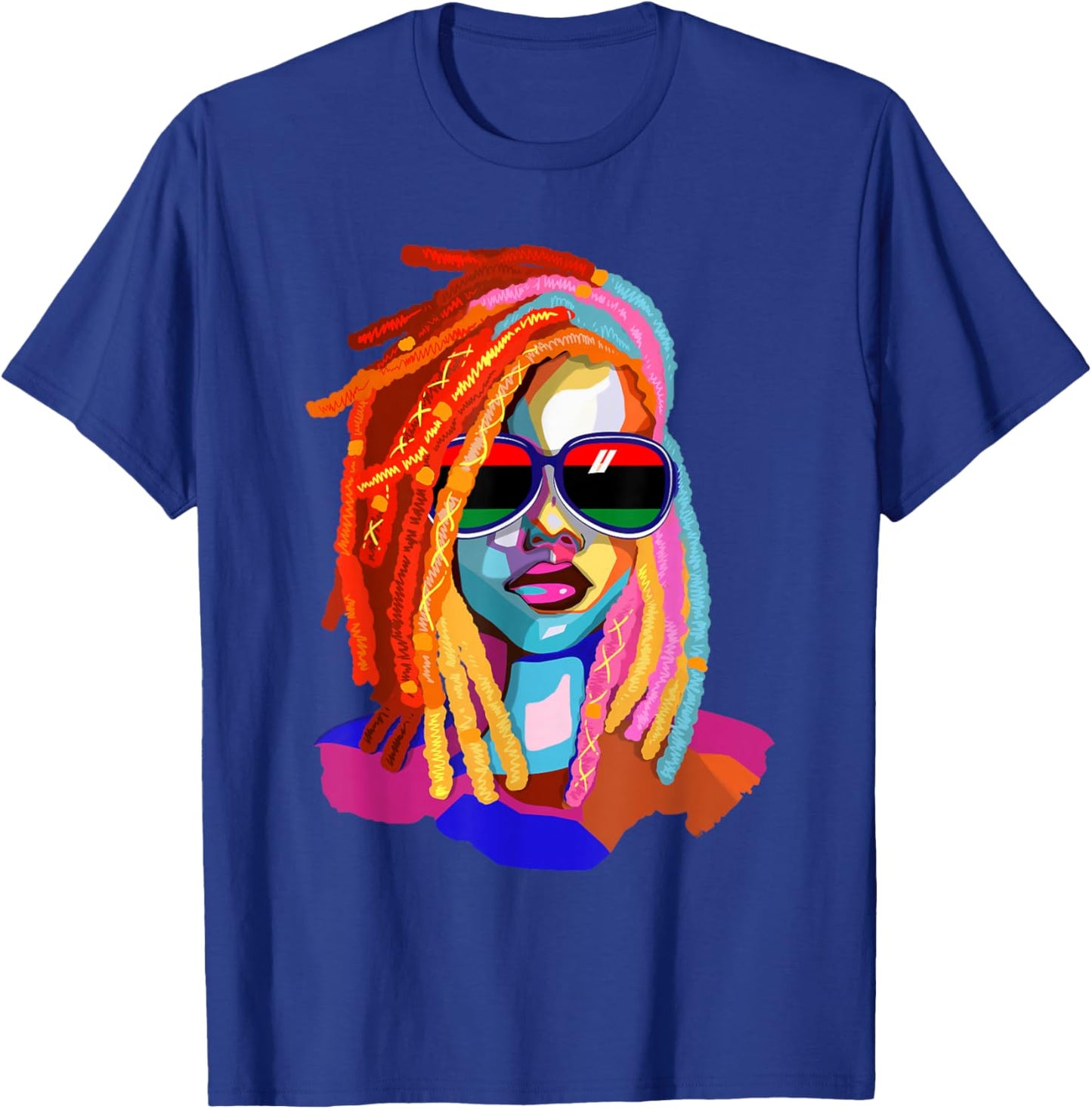 Afro Woman Black Queen Art Black History Juneteenth T-Shirt - T-Shirt | Royal