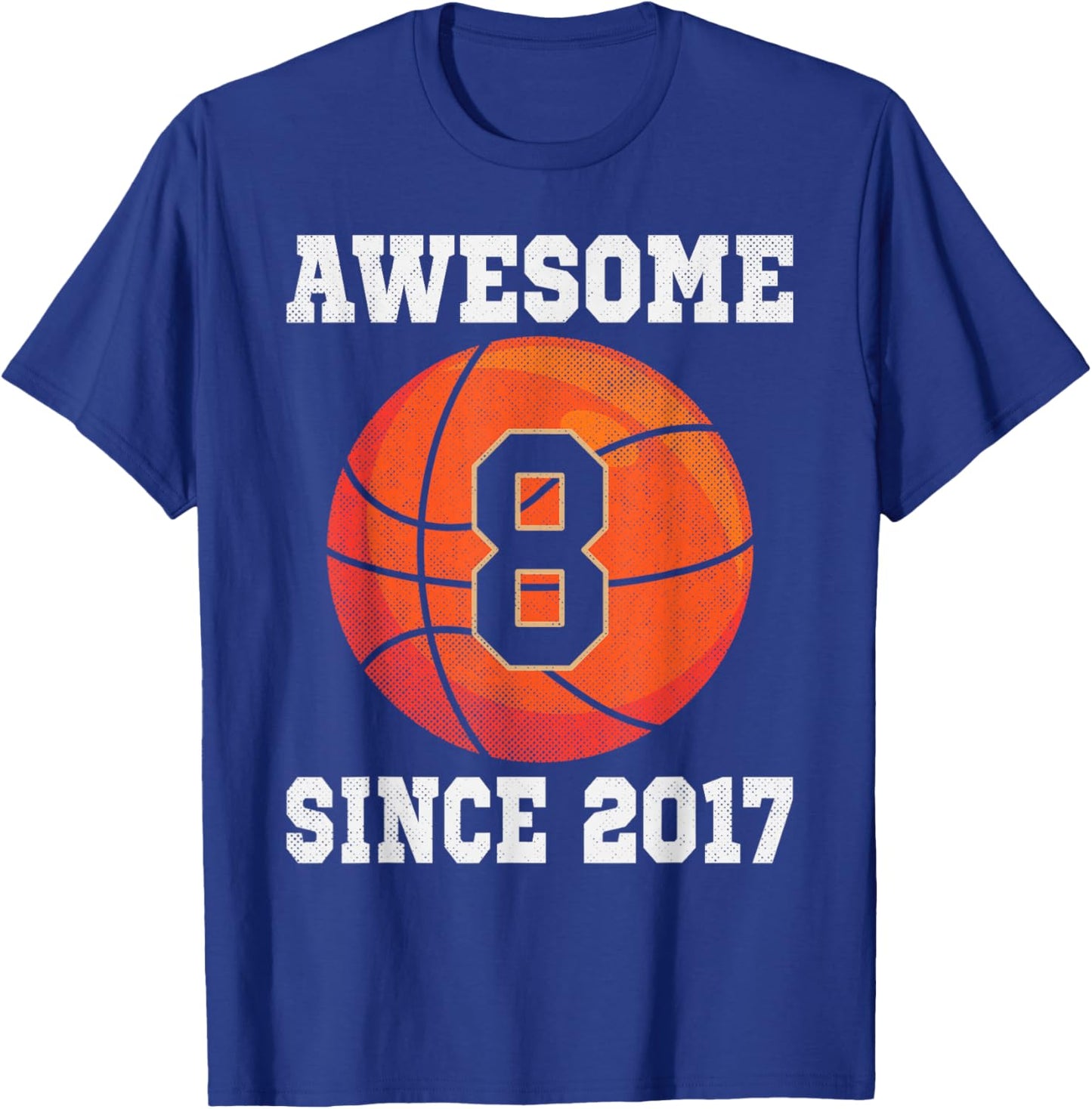8th Birthday Basketball Lover 8 Years Old Vintage Sports T-Shirt - T-Shirt | Royal