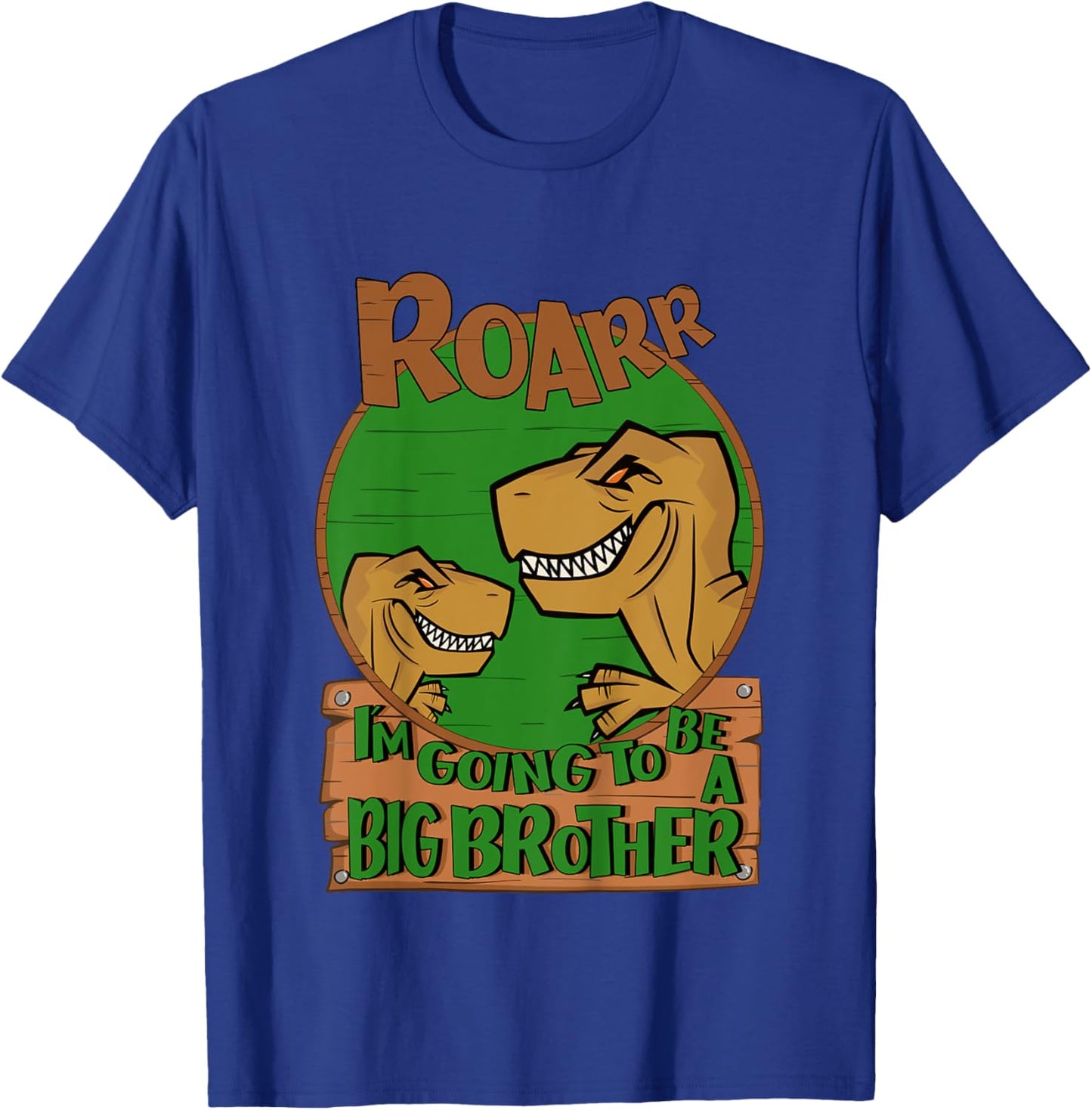 Kids Dinosaur I'm Gonna Be A Big Brother Announcement Baby Reveal T-Shirt - T-Shirt | Royal