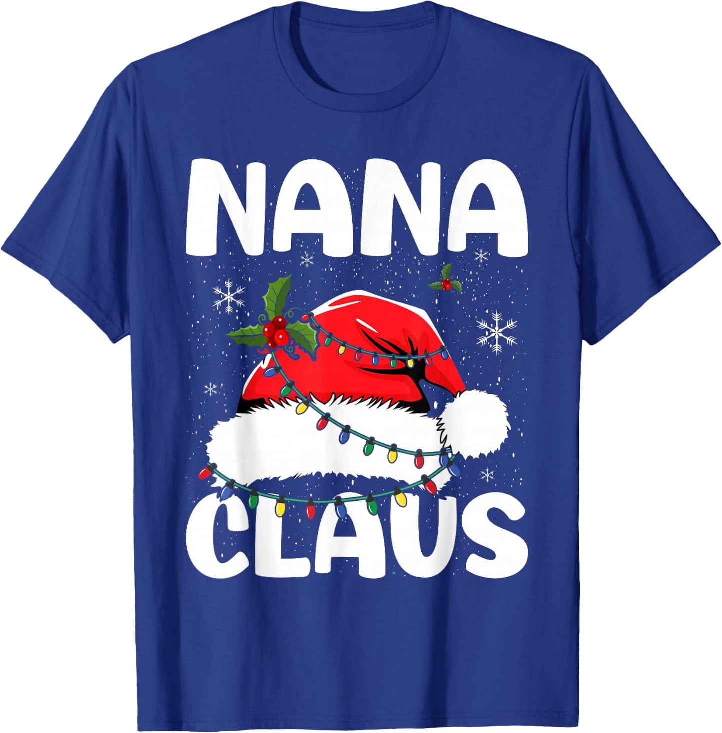 Nana Claus Christmas Lights Pajama Family Matching T-Shirt - T-Shirt | Royal