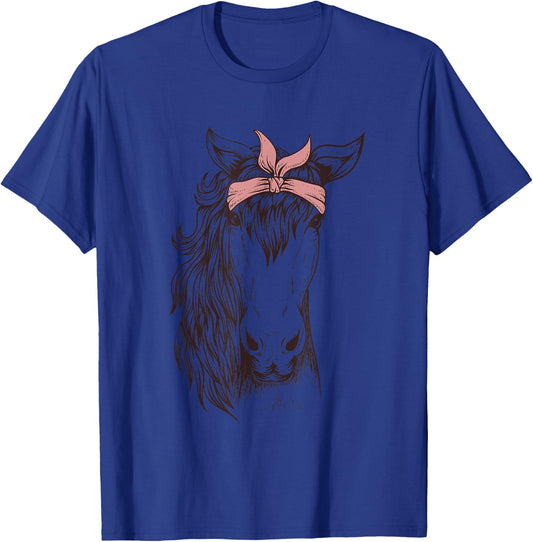 Horse Bandana T Shirt for Horseback Riding Horse Lover Gifts T-Shirt - T-Shirt | Royal