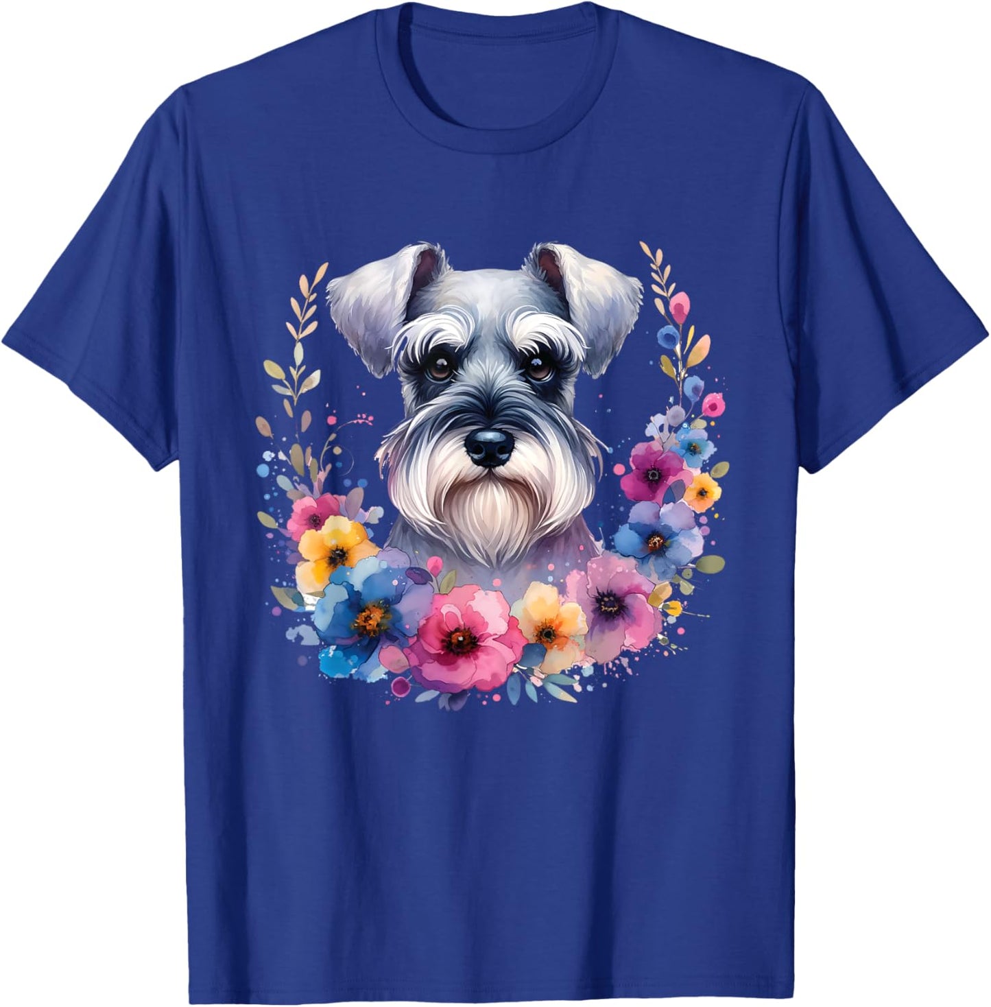Floral Miniature Schnauzer Mama Dog Lover Mother's Day Men Women Kids T-Shirt - T-Shirt | Royal