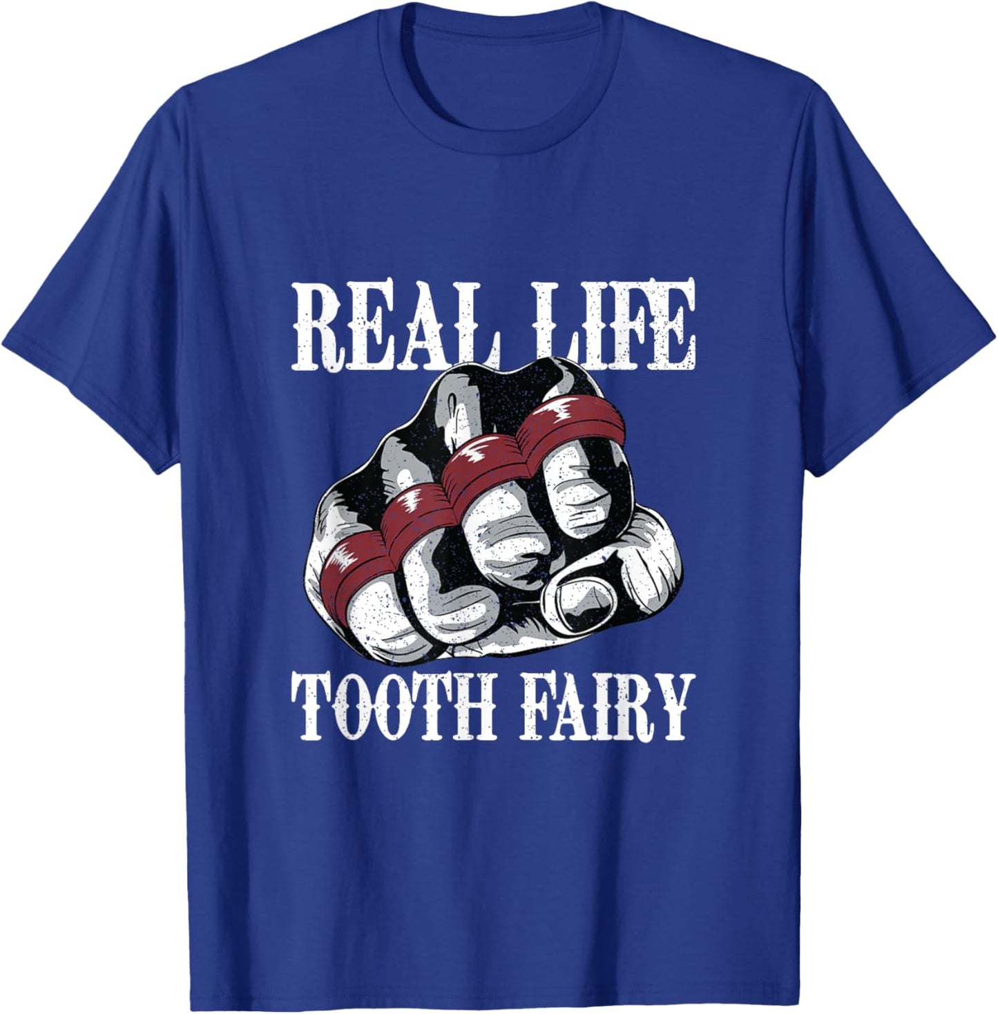 Funny Real Life Tooth Fairy Fist With Brass Knuckles Boxing T-Shirt - T-Shirt | Royal