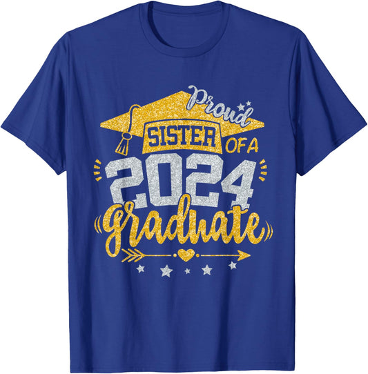 Sister Senior 2024 Proud Sister of a Class of 2024 Graduate T-Shirt - T-Shirt | Royal