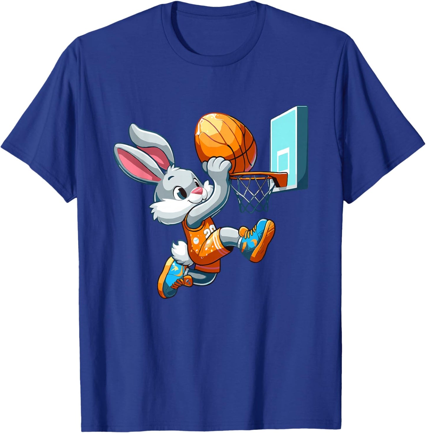 Bunny Rabbit Playing Dunking Basketball Easter Egg Dunk Kids T-Shirt - T-Shirt | Royal