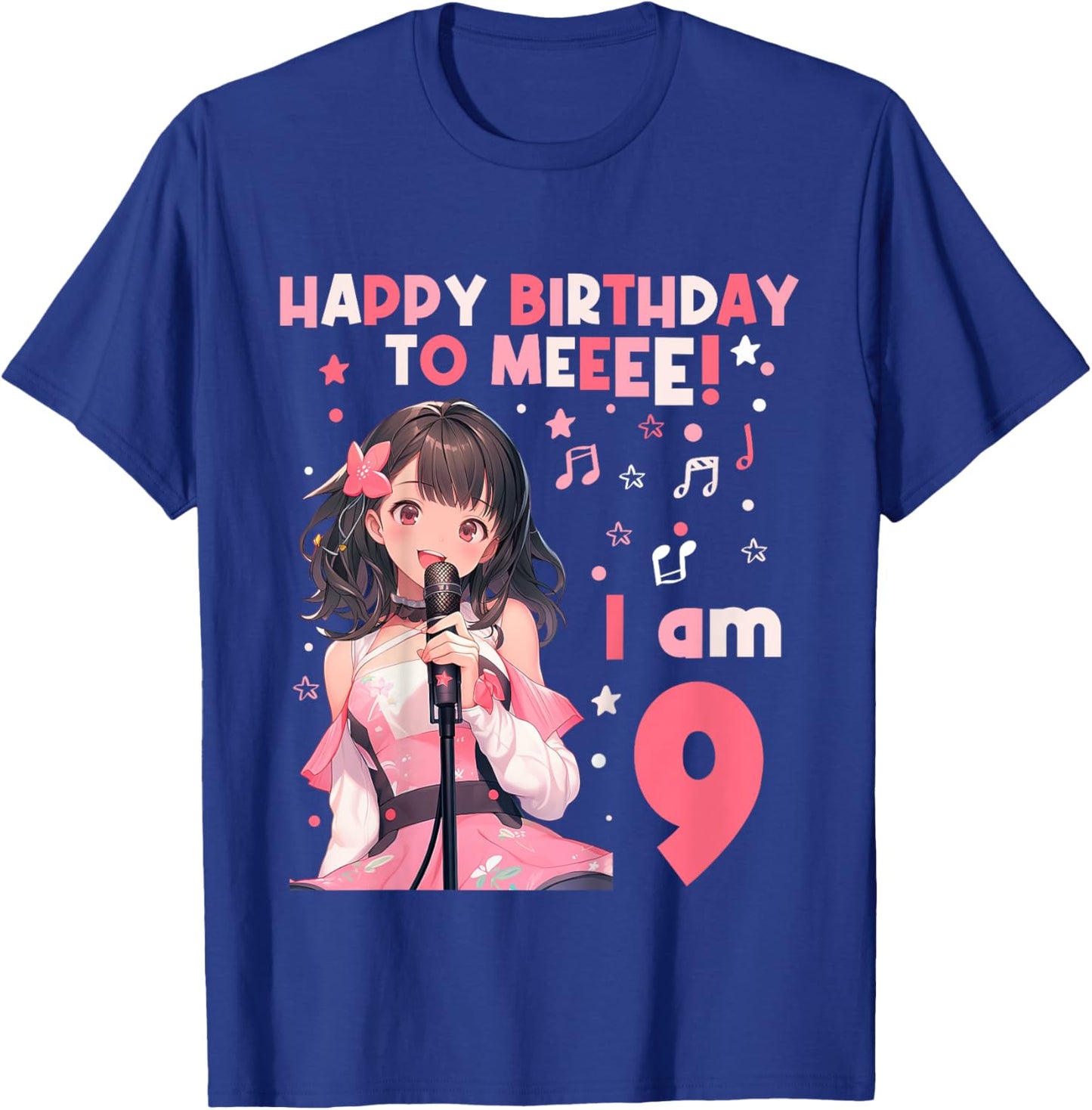 9 years old 9th birthday for Girl Anime 9 Birthday T-Shirt - T-Shirt | Royal