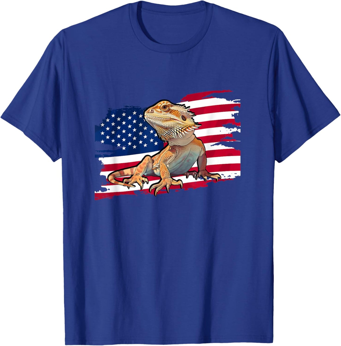 Tiny Dinosaur USA Flag 4th of July Bearded Dragon Lover T-Shirt - T-Shirt | Royal