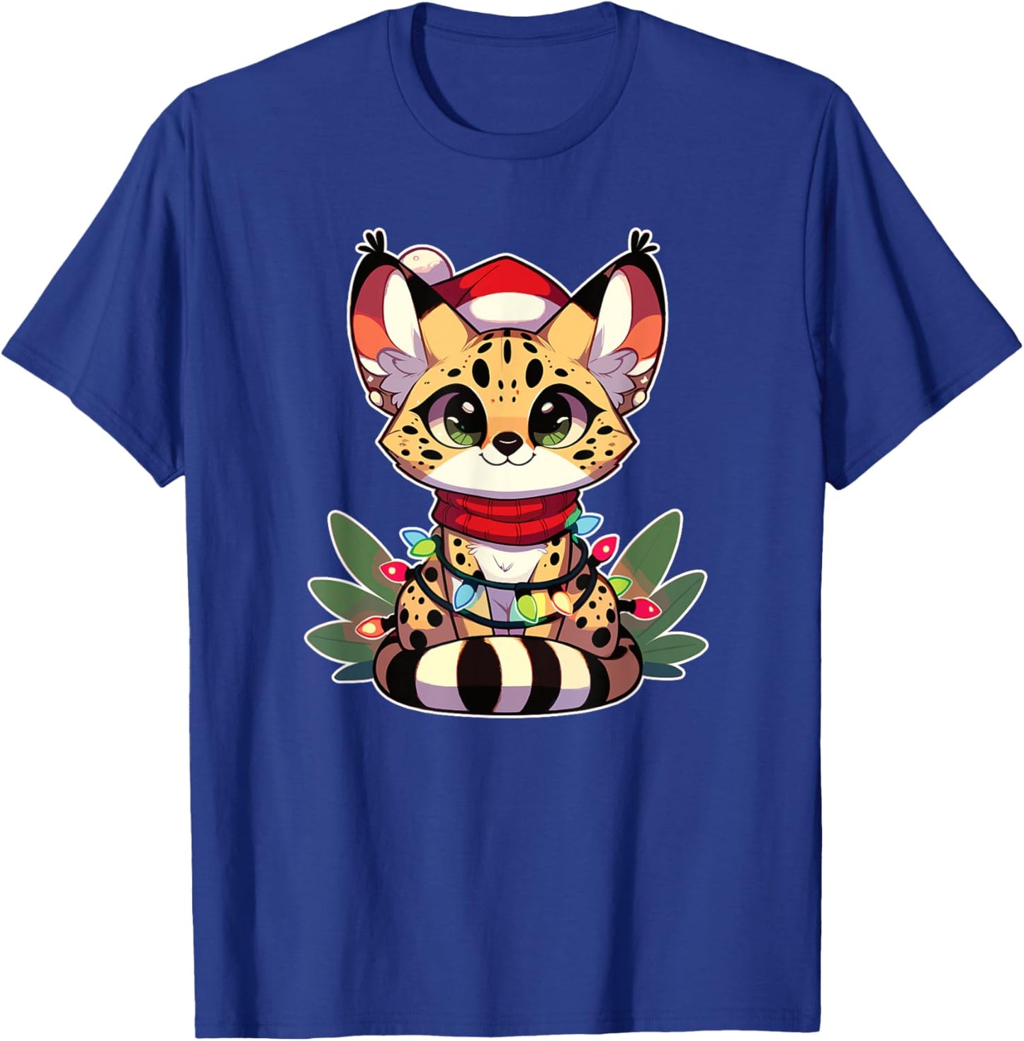Christmas Fairy Lights Serval Cat Women Kids T-Shirt - T-Shirt | Royal