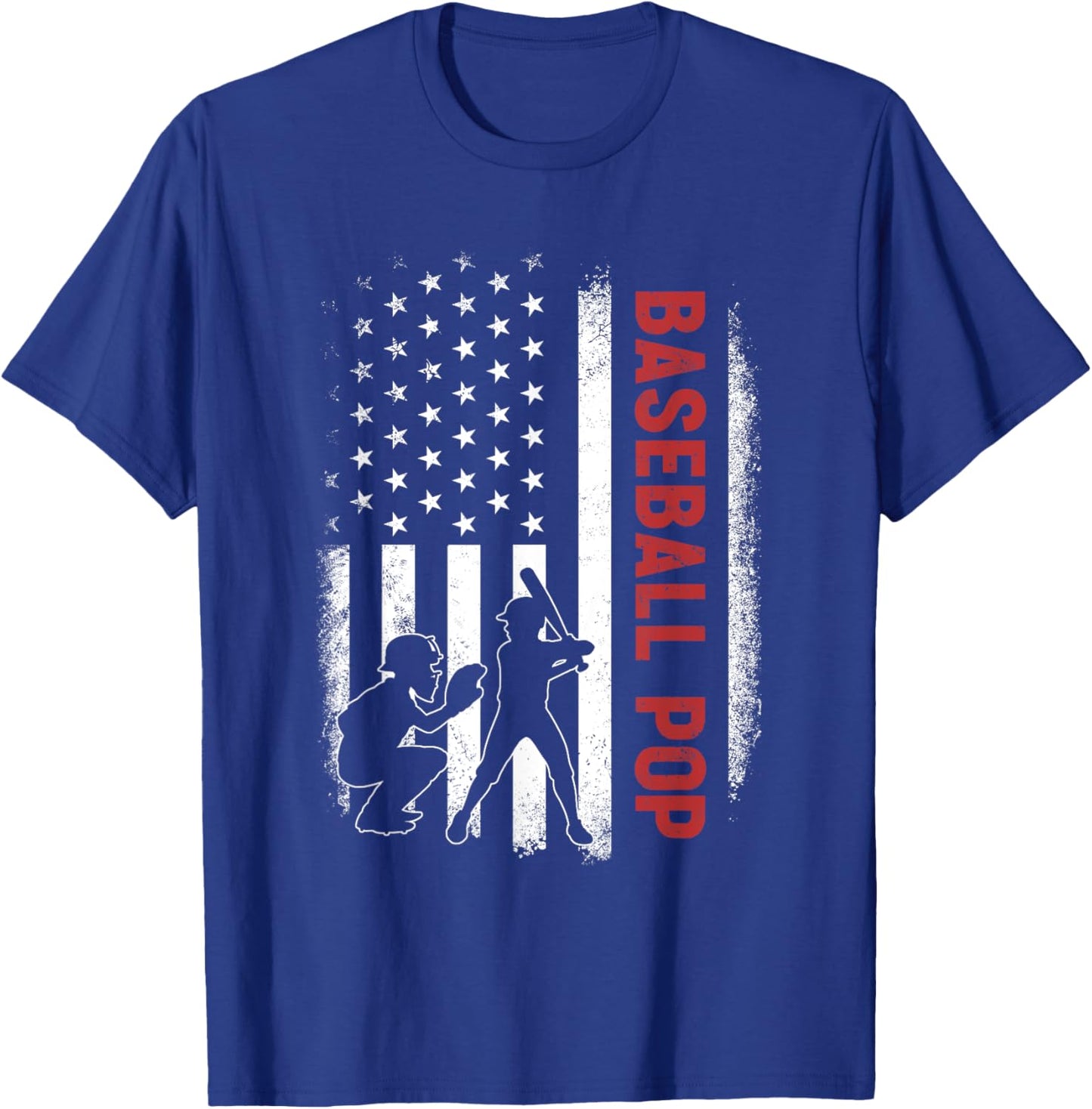 Baseball Pop American US Flag Gifts For Father's Day T-Shirt - T-Shirt | Royal