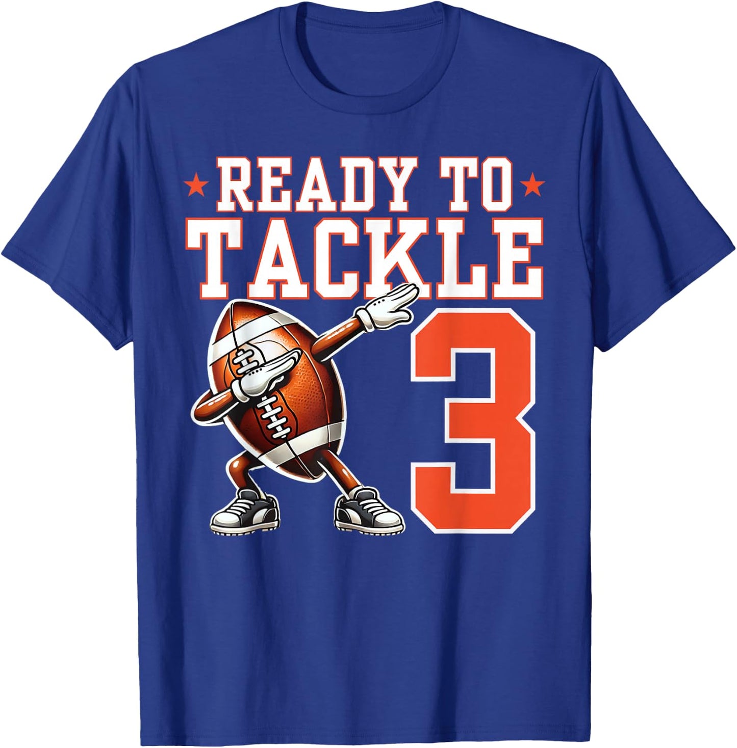 Ready to Tackle 3 Years Old 3rd Birthday Football Party T-Shirt - T-Shirt | Royal