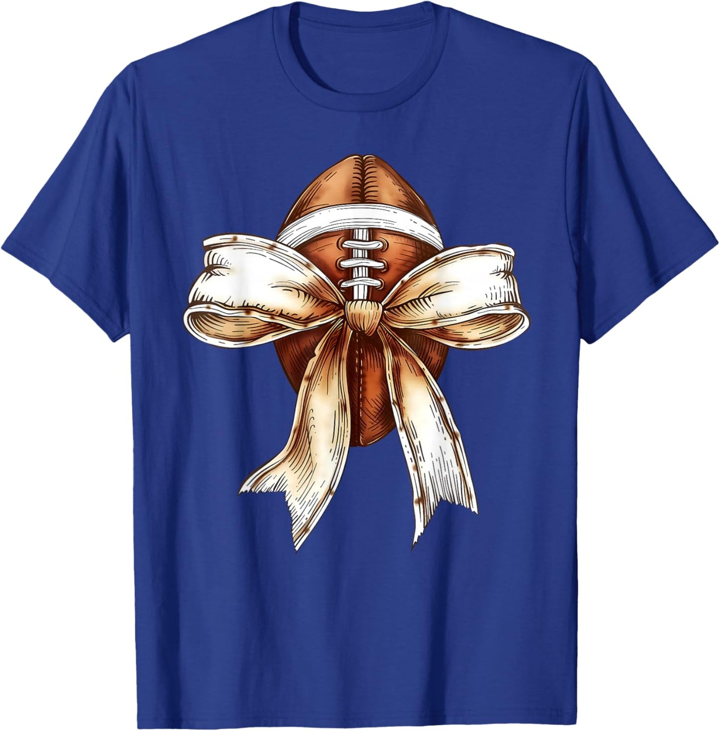 Coquette Bow Football Player American Football Season Funny T-Shirt - T-Shirt | Royal