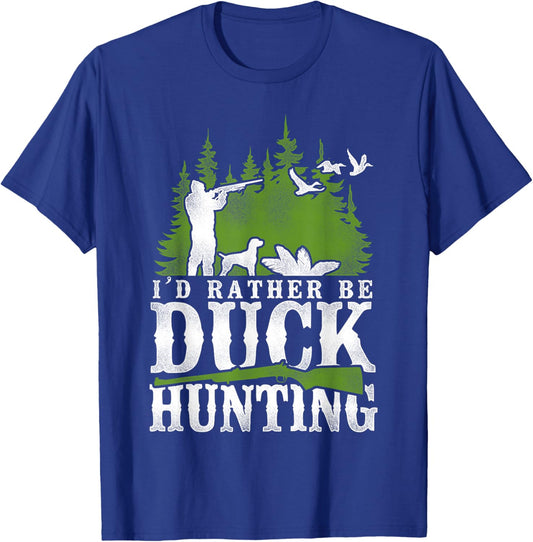 Duck Hunting Hunter Vintage I'd Rather Be Duck Hunting T-Shirt - T-Shirt | Royal