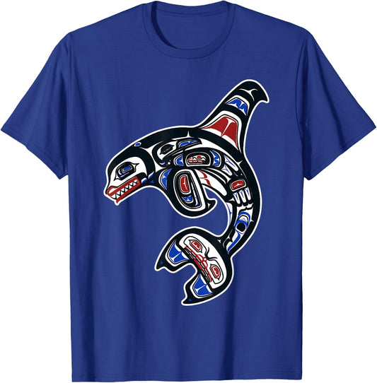 Orca Killer Whale Pacific NW Native American T-Shirt - T-Shirt | Royal