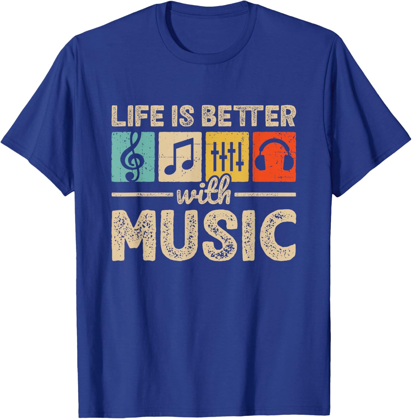 Life Is Better With Music Lover Musician EDM Music T-Shirt - T-Shirt | Royal