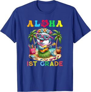 Aloha First Grade Dolphin Hawaii Back to School Kids Girl T-Shirt - T-Shirt | Royal