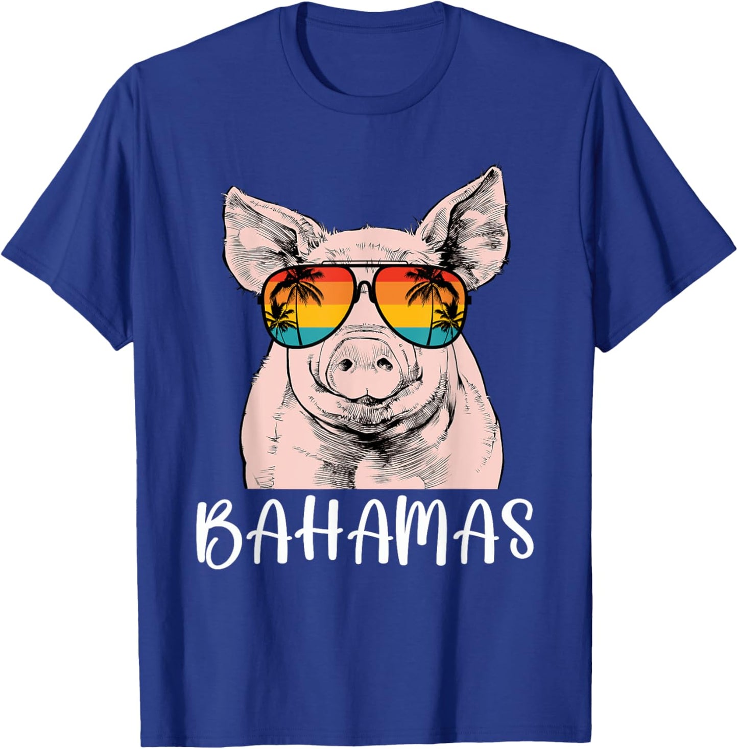 Retro Bahamas Pig Bahamas Souvenir Family Vacation Trip T-Shirt - T-Shirt | Royal