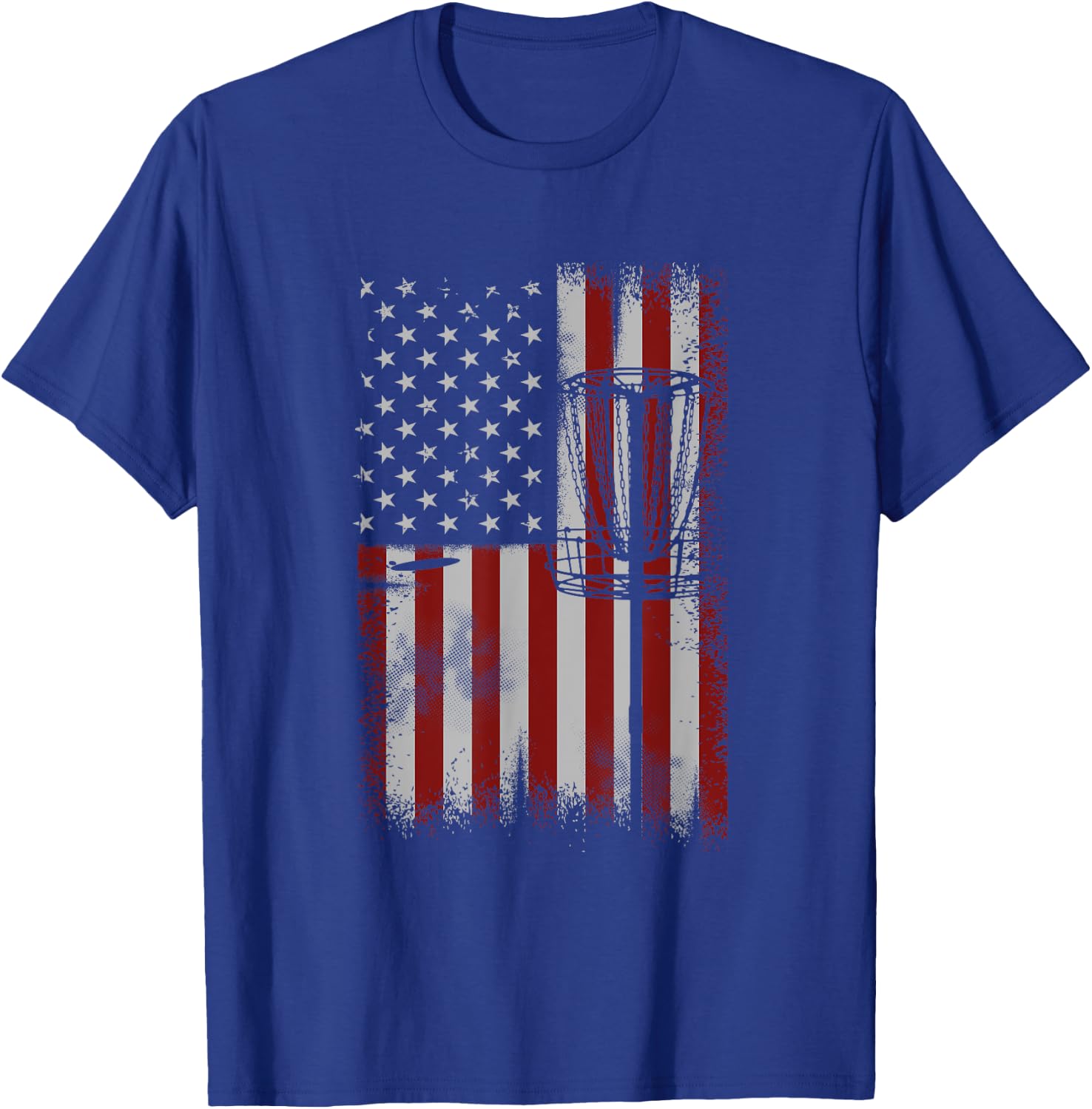 Retro American Flag Disc Golf Gift Disc Golf Player T-Shirt - T-Shirt | Royal