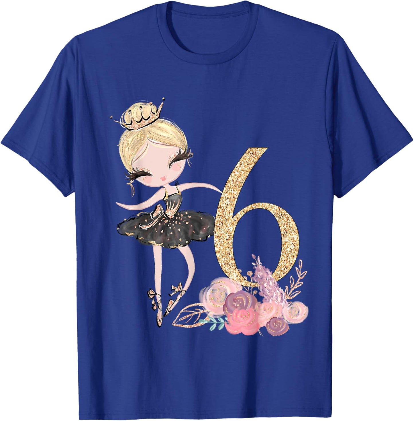 6th Birthday Party Ballerina Dance Ballet Tutu Girls Six T-Shirt - T-Shirt | Royal