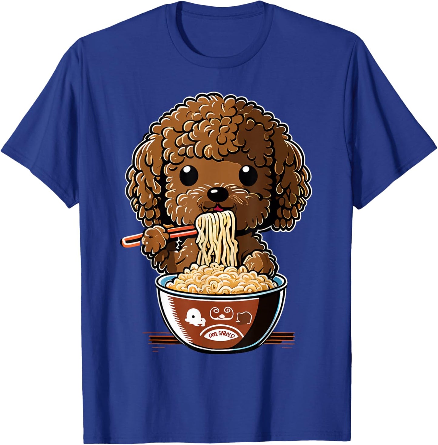Anime Pet Design Cute Toy Poodle Dog Eating Ramen -Kids T-Shirt - T-Shirt | Royal