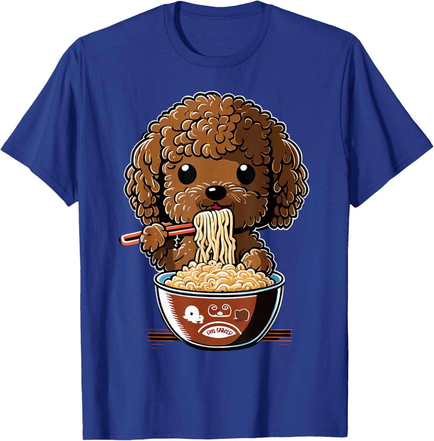 Anime Pet Design Cute Toy Poodle Dog Eating Ramen -Kids T-Shirt - T-Shirt | Royal