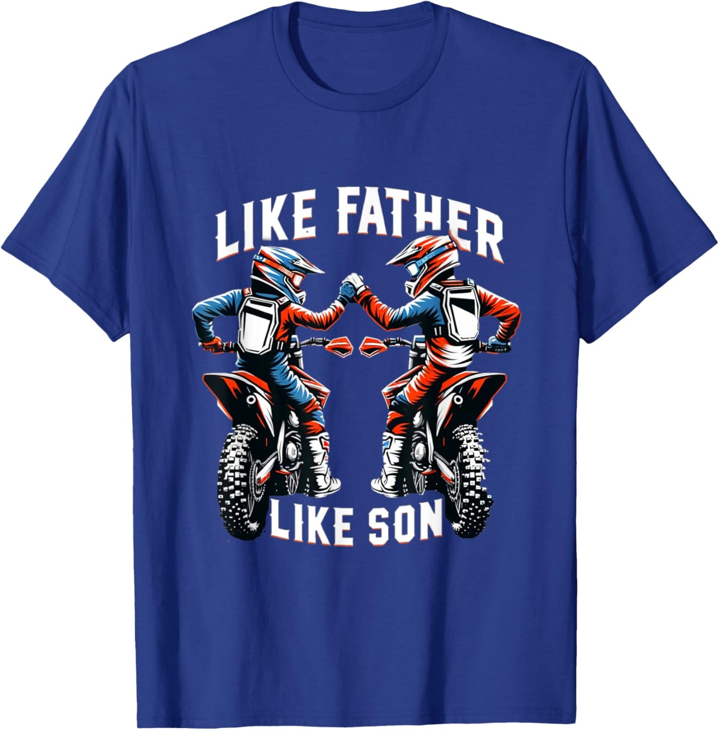 Dirt Bike Family Father's Day Son Motocross Off-Road MX Boys T-Shirt - T-Shirt | Royal