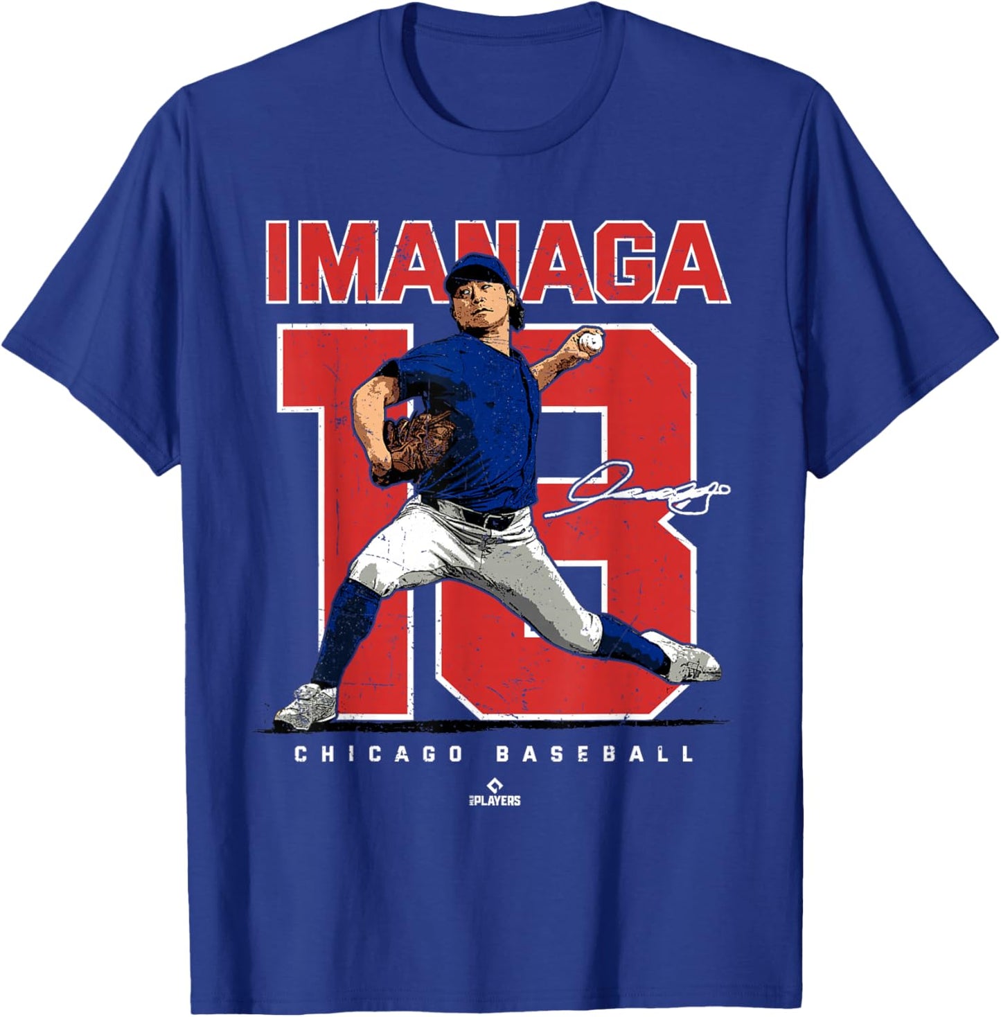 Number and Portrait Shota Imanaga Chicago MLBPA T-Shirt - T-Shirt | Royal