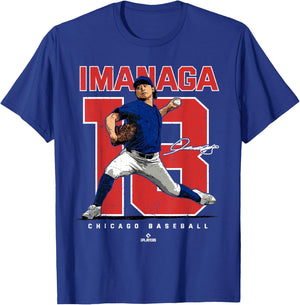 Number and Portrait Shota Imanaga Chicago MLBPA T-Shirt - T-Shirt | Royal