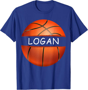 Novelty Personalized Name Logan Sports Basketball T-Shirt - T-Shirt | Royal