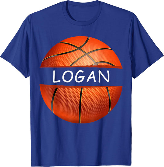 Novelty Personalized Name Logan Sports Basketball T-Shirt - T-Shirt | Royal