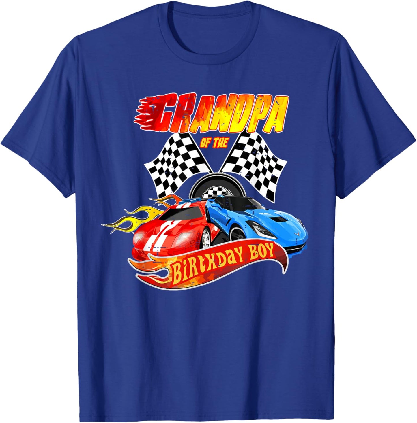 Grandpa Of The Birthday Boy Race Car Birthday Party Racing T-Shirt - T-Shirt | Royal