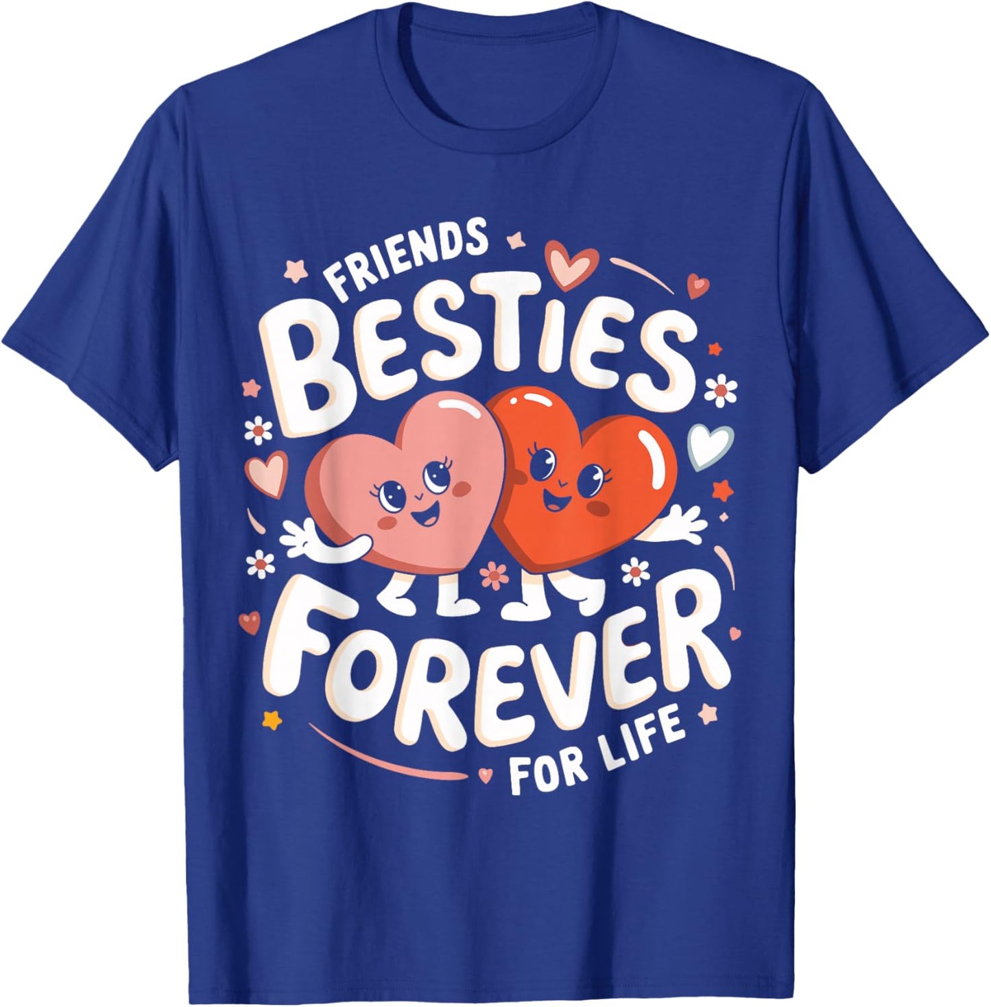 Cute Besties Forever Hearts Friendship Girls Valentines Day T-Shirt - T-Shirt | Royal