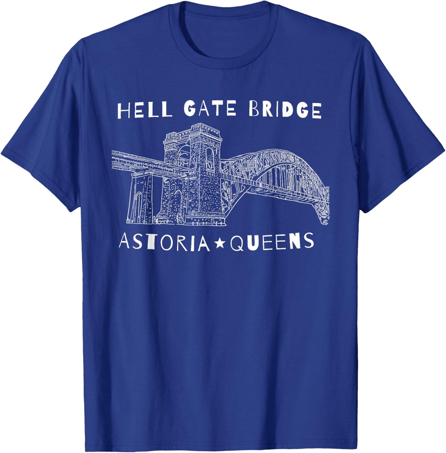 Astoria Queens Hell Gate Bridge New York City illustration T-Shirt - T-Shirt | Royal