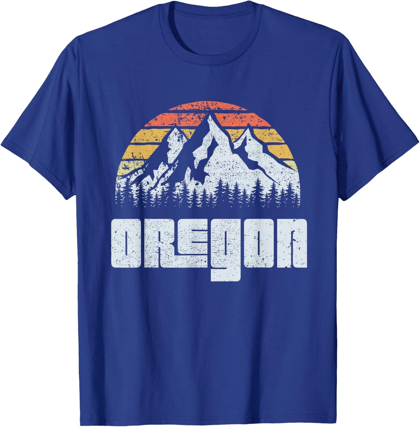 Vintage Oregon Mountains State Nature Sun Retro T Shirt T-Shirt - T-Shirt | Royal