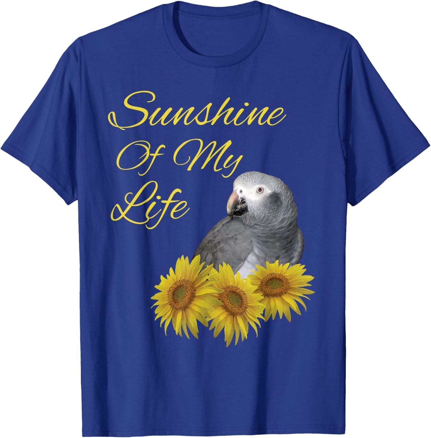Timneh African Grey Parrot Sunshine Sunflower T-Shirt - T-Shirt | Royal