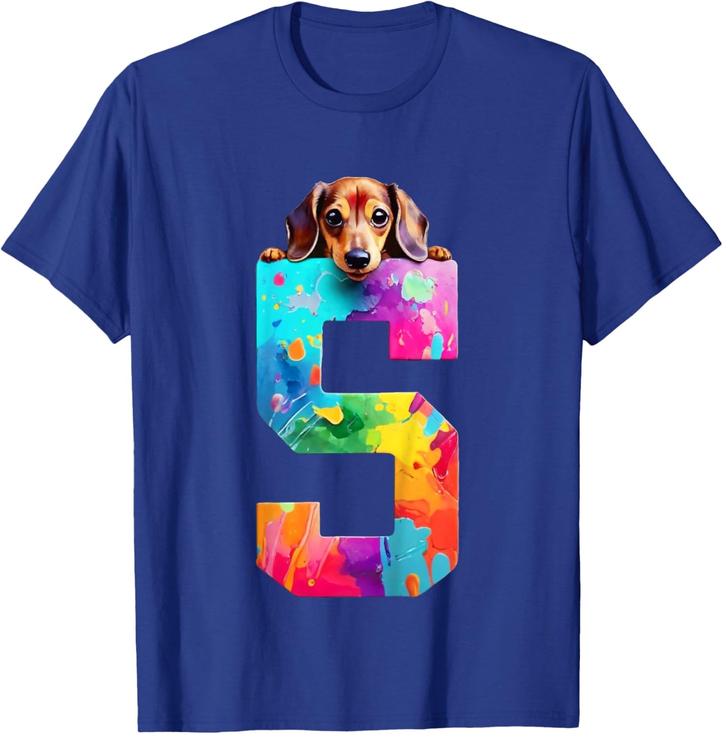 Dog 5 Years Dachshund 5th Birthday T-Shirt - T-Shirt | Royal