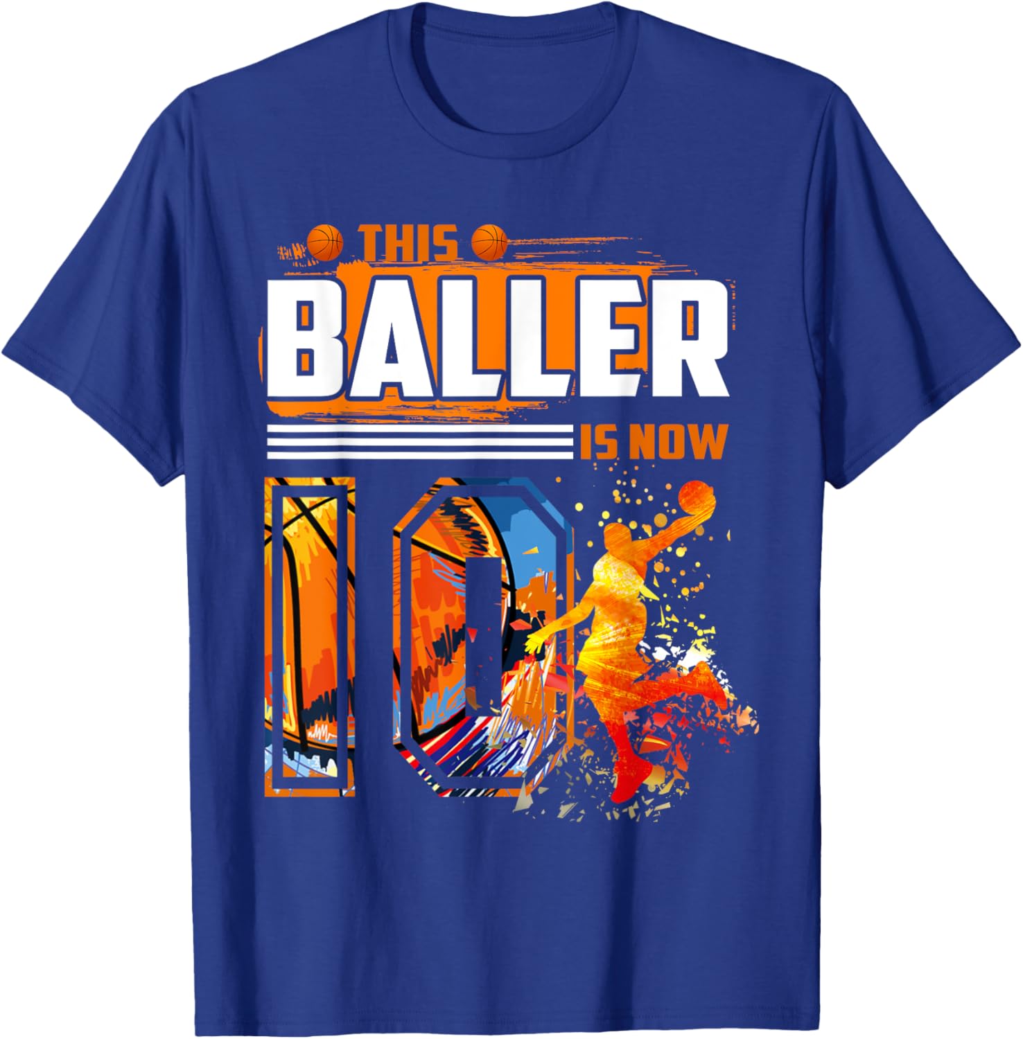 This Baller Is Now 10 Cool Basketball 10th birthday 10 yrs T-Shirt - T-Shirt | Royal