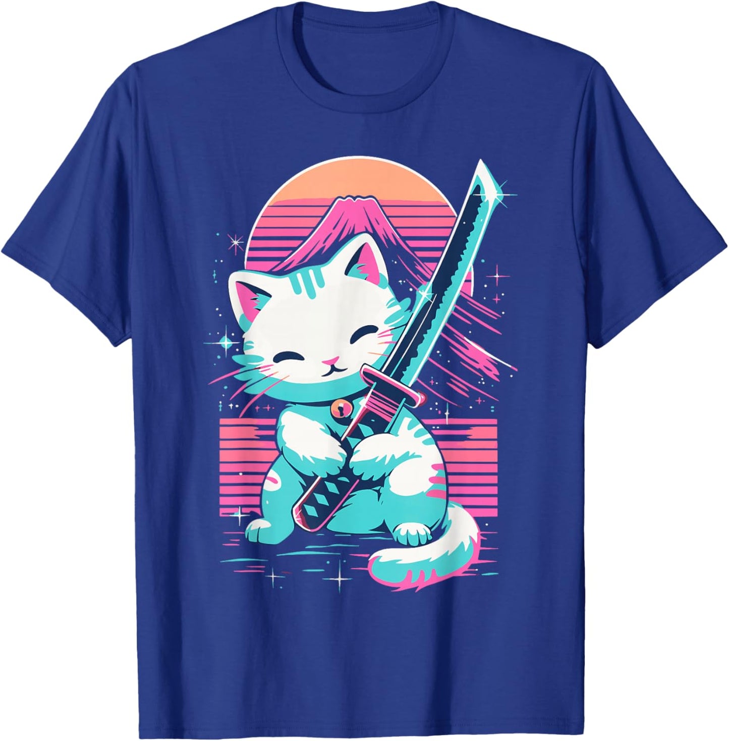 Cat With Katana Sword Japan Cat Samurai Japanese T-Shirt - T-Shirt | Royal