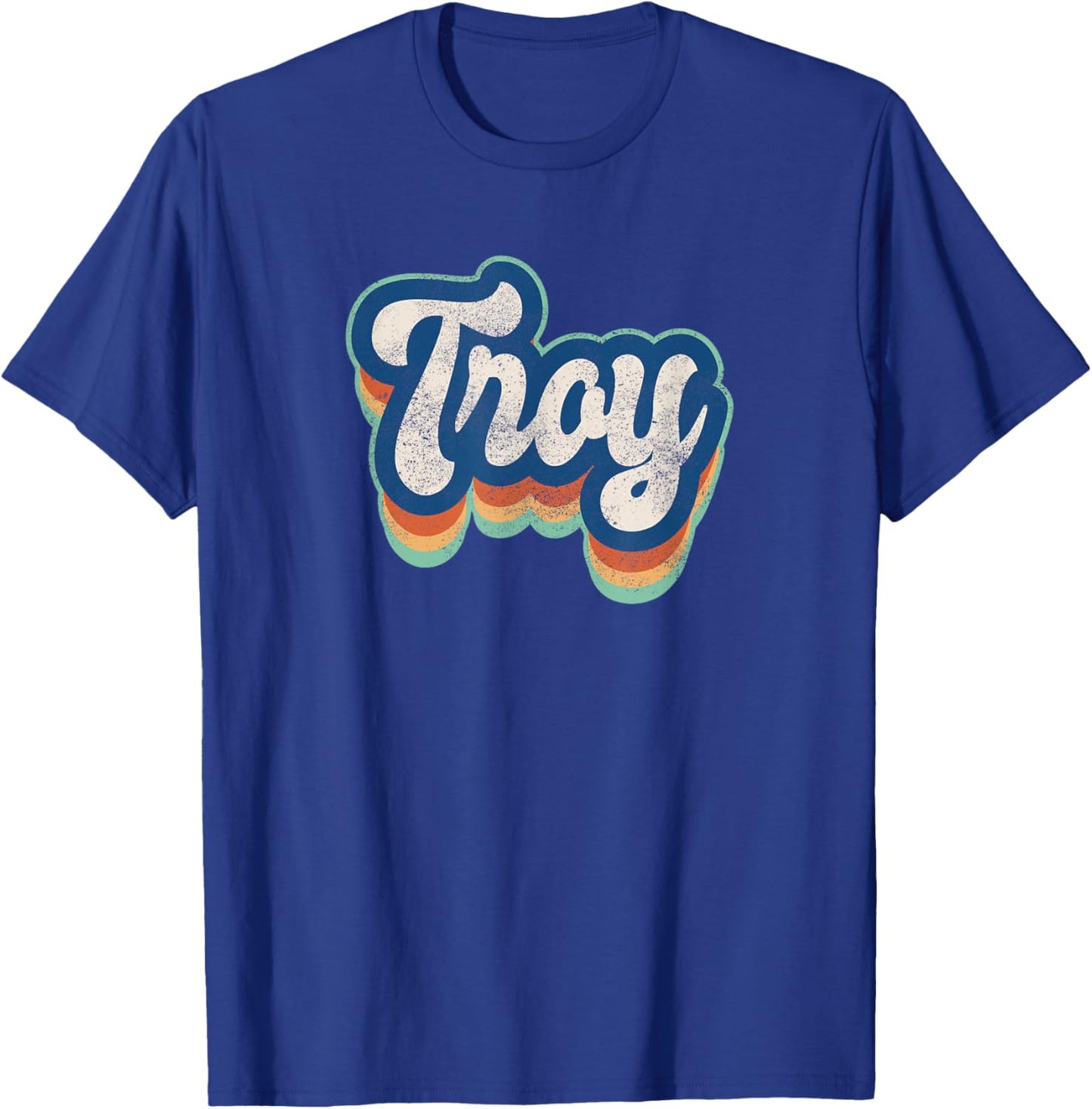 Troy First Name Boy Vintage Style 70s 80s Personalized T-Shirt - T-Shirt | Royal