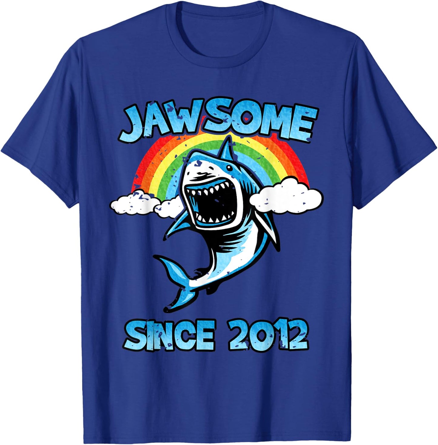 Jawsome Since 2012 Happy Shark 7 Birthday Gift T-Shirt - T-Shirt | Royal