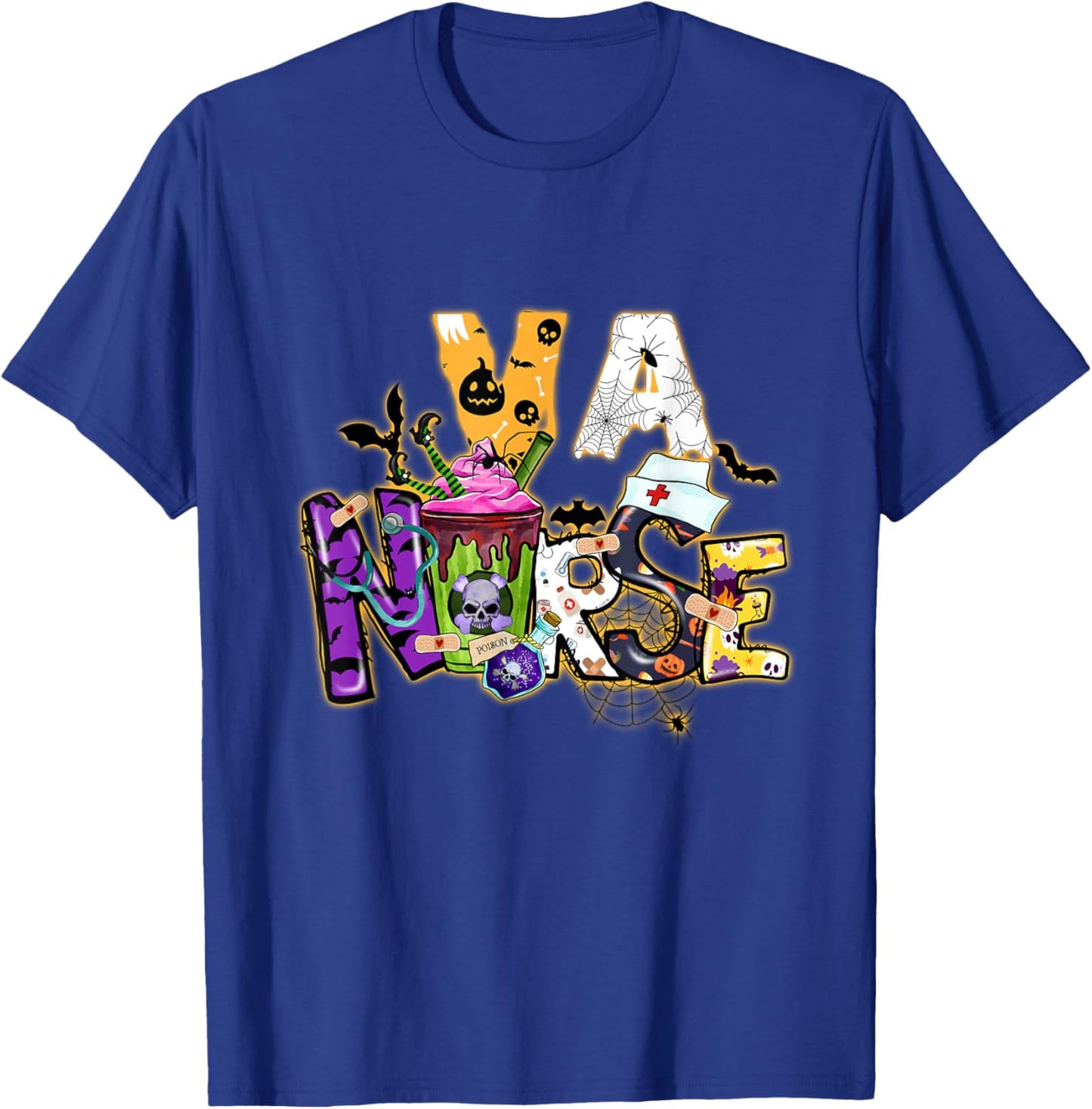 Va Nurse Witch Vintage Halloween Shirt Funny Va Nursing Rn T-Shirt - T-Shirt | Royal