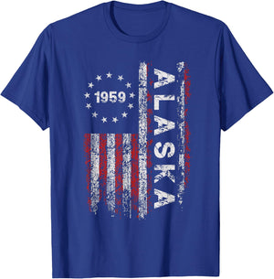 Alaska State US Flag Vintage Women Youth T-Shirt - T-Shirt | Royal