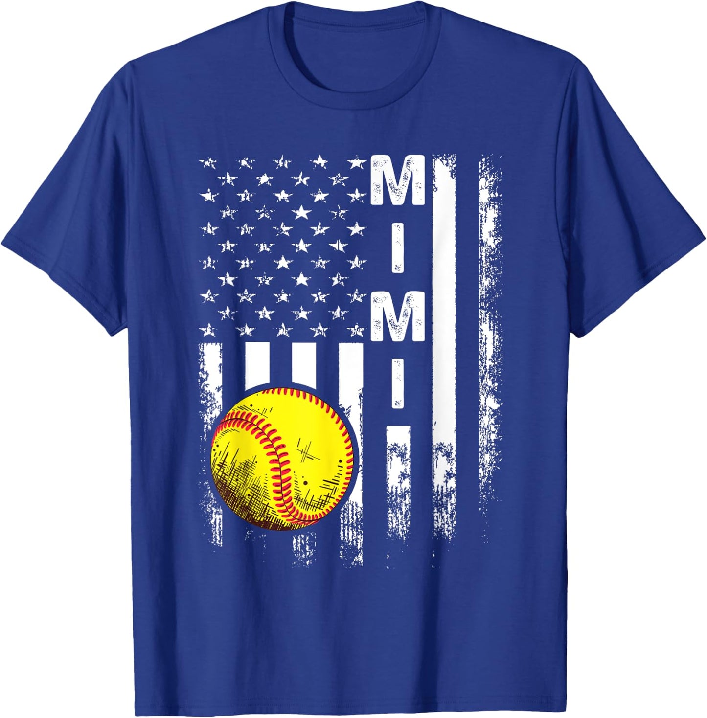Softball Mimi America Flag Men Women Vintage Christmas T-Shirt - T-Shirt | Royal