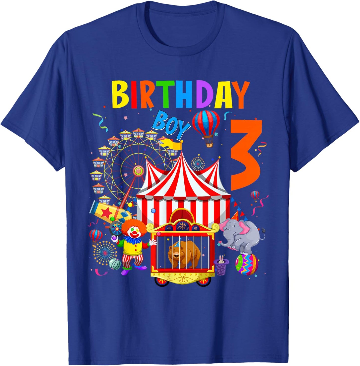 Children's 3rd Birthday Boy Themes 3 Years Old Circus T-Shirt - T-Shirt | Royal