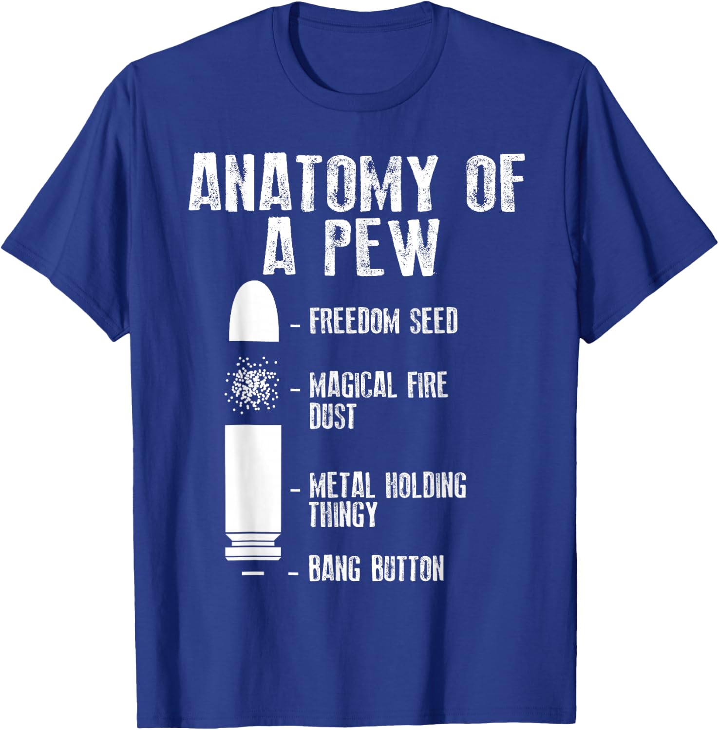 Anatomy Of A Pew Shirt | Funny Weapon Gun Bullet-Proof Gift T-Shirt - T-Shirt | Royal