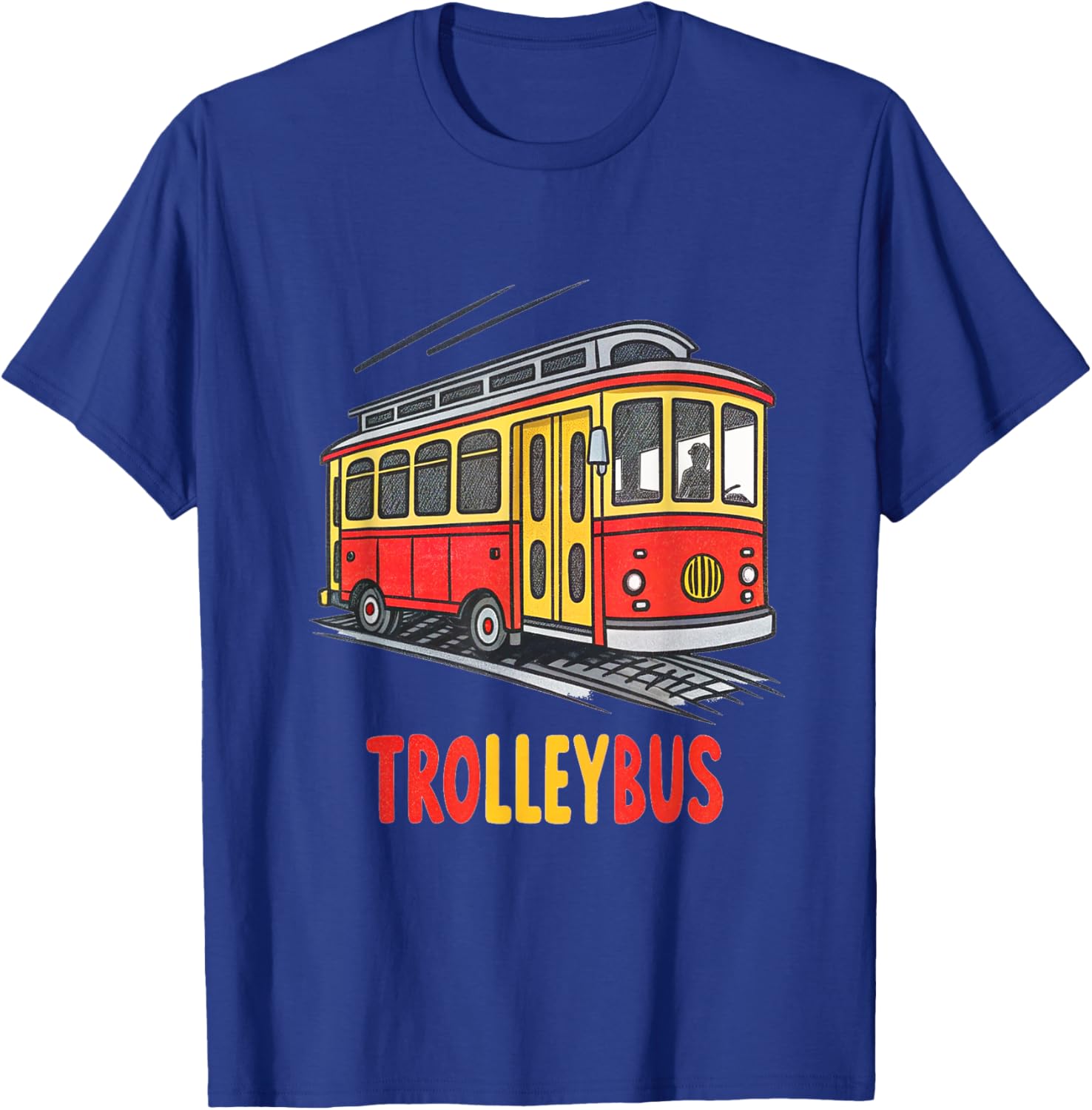 Vintage Style Trolleybus Cartoon Graphic T-Shirt - T-Shirt | Royal